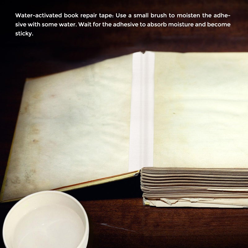 Lineco Quick Bind Book Repair Tape, Water-Activated, Acid-Free, Archival Bookbinding Adhesive Cloth for Pamphlets Making, 2 X 36 inches, White (739-1202) - Image 5